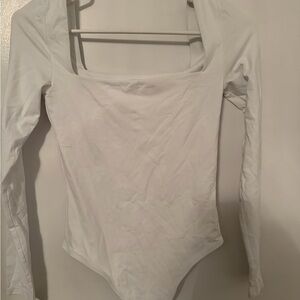 Aritzia White Long Sleeve Bodysuit